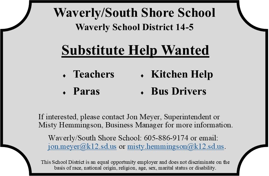 Substitutes Help Wanted
